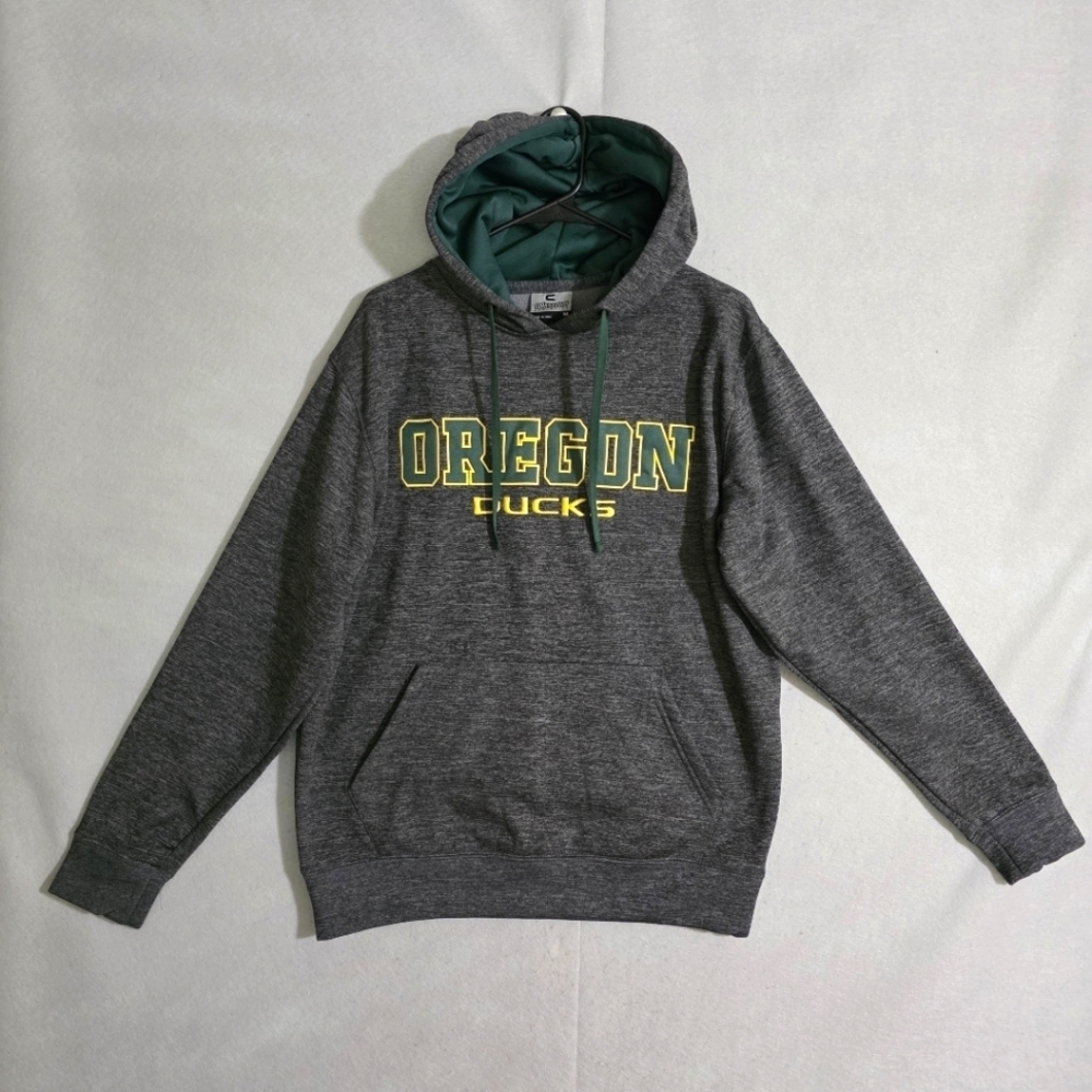 Colosseum Dark Gray Heathered Embroidered Oregon Ducks Hoodie Size Medium